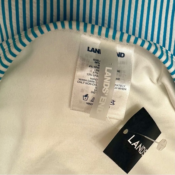 Lands End Swim Skirt Womens Sz 22 Blue And White Seersucker Bathing Suit Bottom - Picture 2 of 8